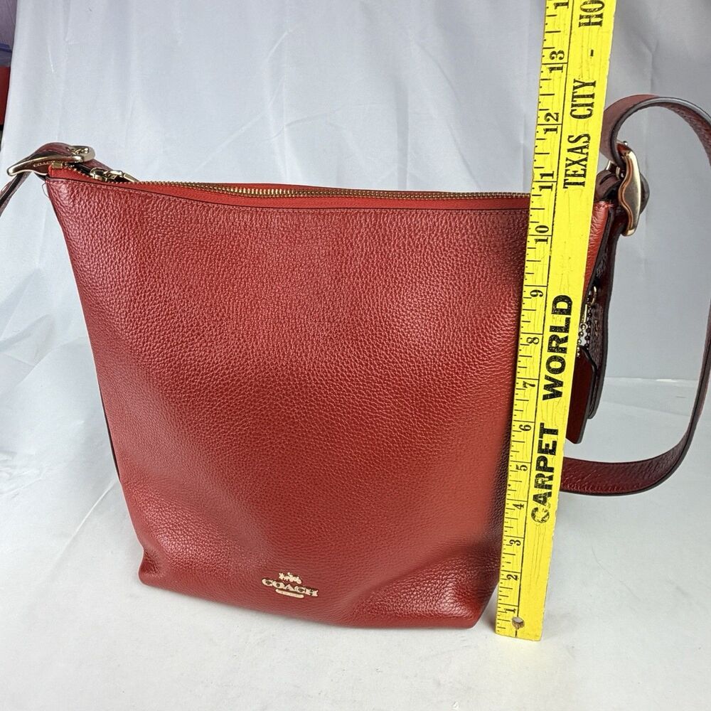 COACH C2818 Val Duffle Shoulder Bag in Pebble Red Leather 4"x12"x10" EUC - Picture 15 of 16